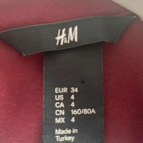 H&M pretty peplum style mulberry coloured dress SIZE 4 - Picture 9 of 12